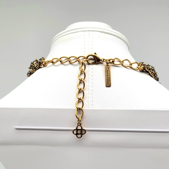 Oscar de la Renta Gray Diamond Swarovski Crystal Flower Statement Necklace - Picture 10 of 12